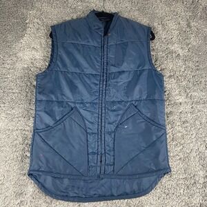 Vintage Fleetwood Sportswear Puffer Vest Mens M Blue Quilted Insulated Workwear
